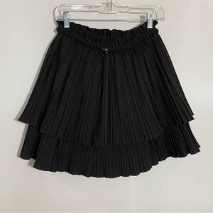 ZARA pleated double layered whimsy goth witchy black with cord mini skirt